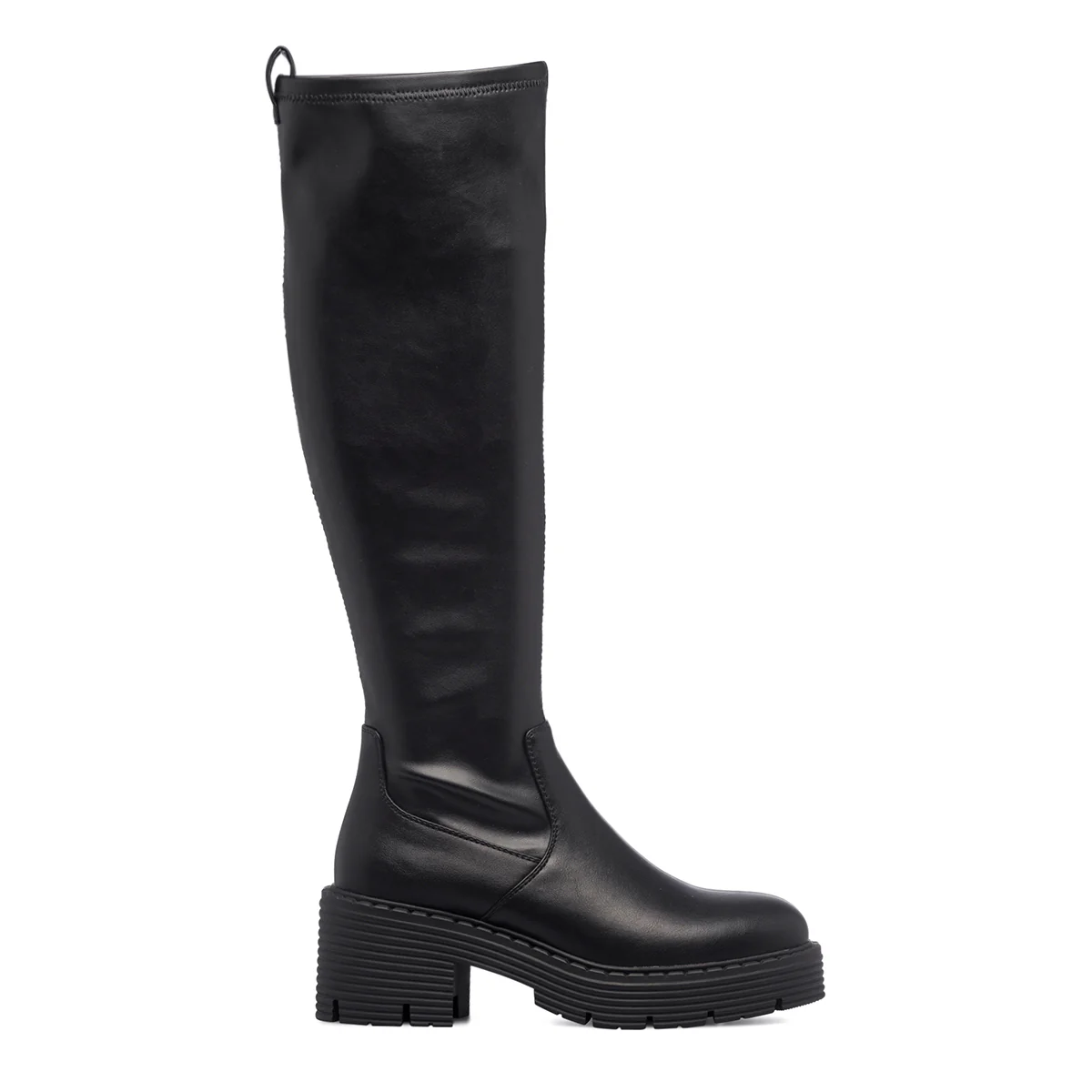Stivali alti neri da donna con suola combat e tacco 6 cm Swish Jeans