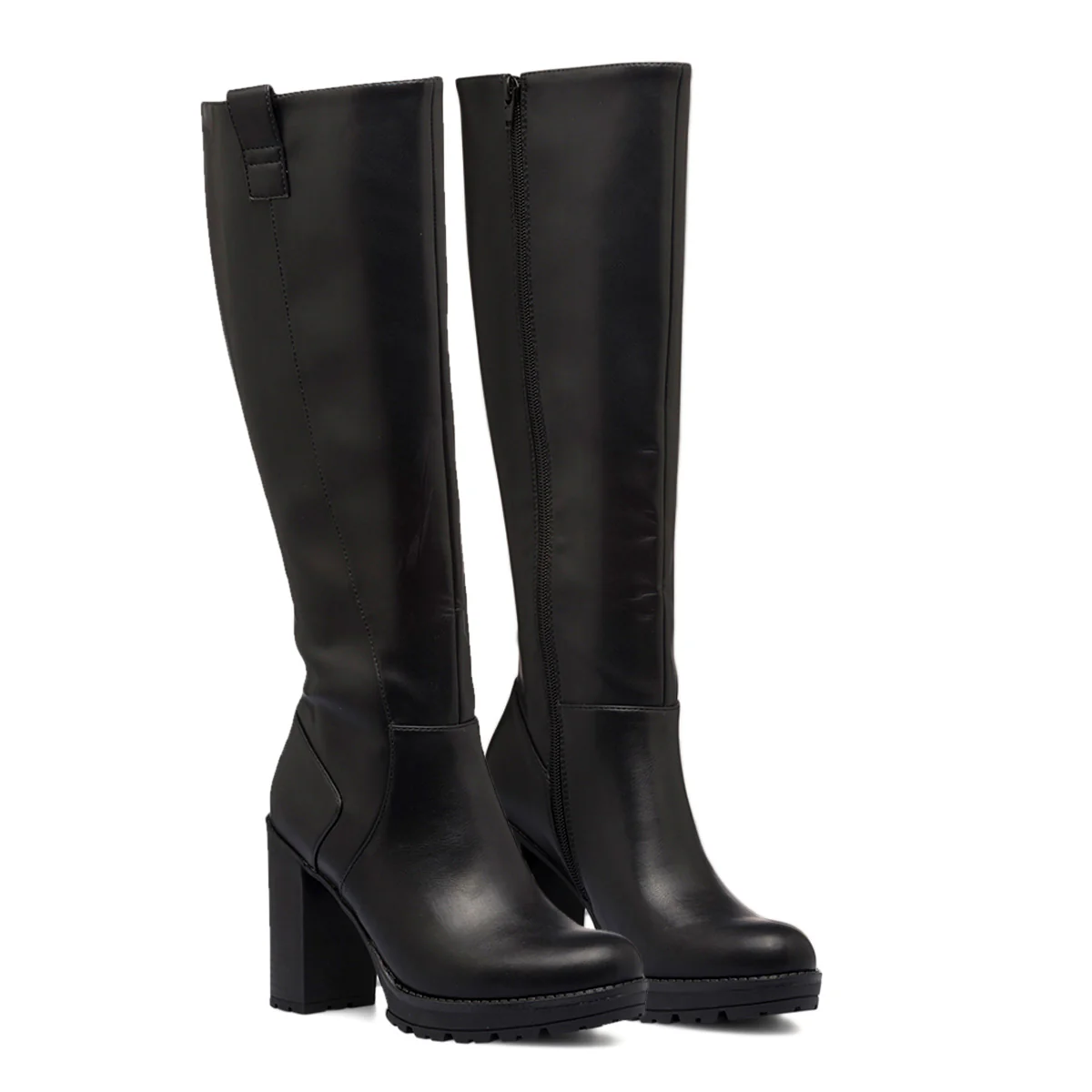 Stivali alti neri da donna con tacco 10 cm e suola carrarmato Swish Jeans - Image 4