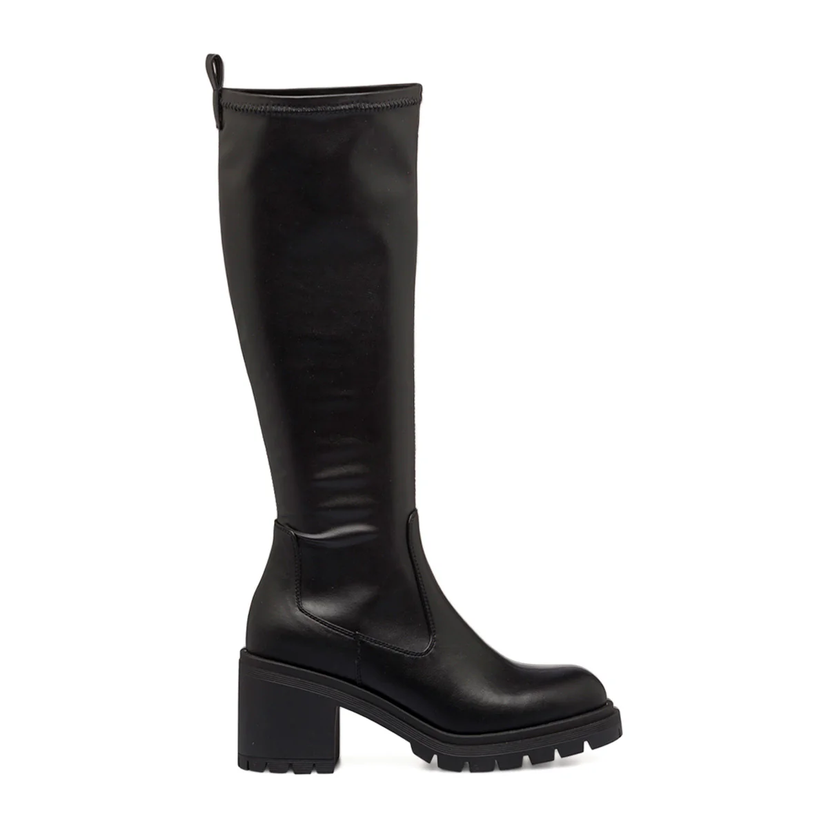 Stivali alti neri da donna con tacco 8 cm e suola carrarmato Swish Jeans - Image 5