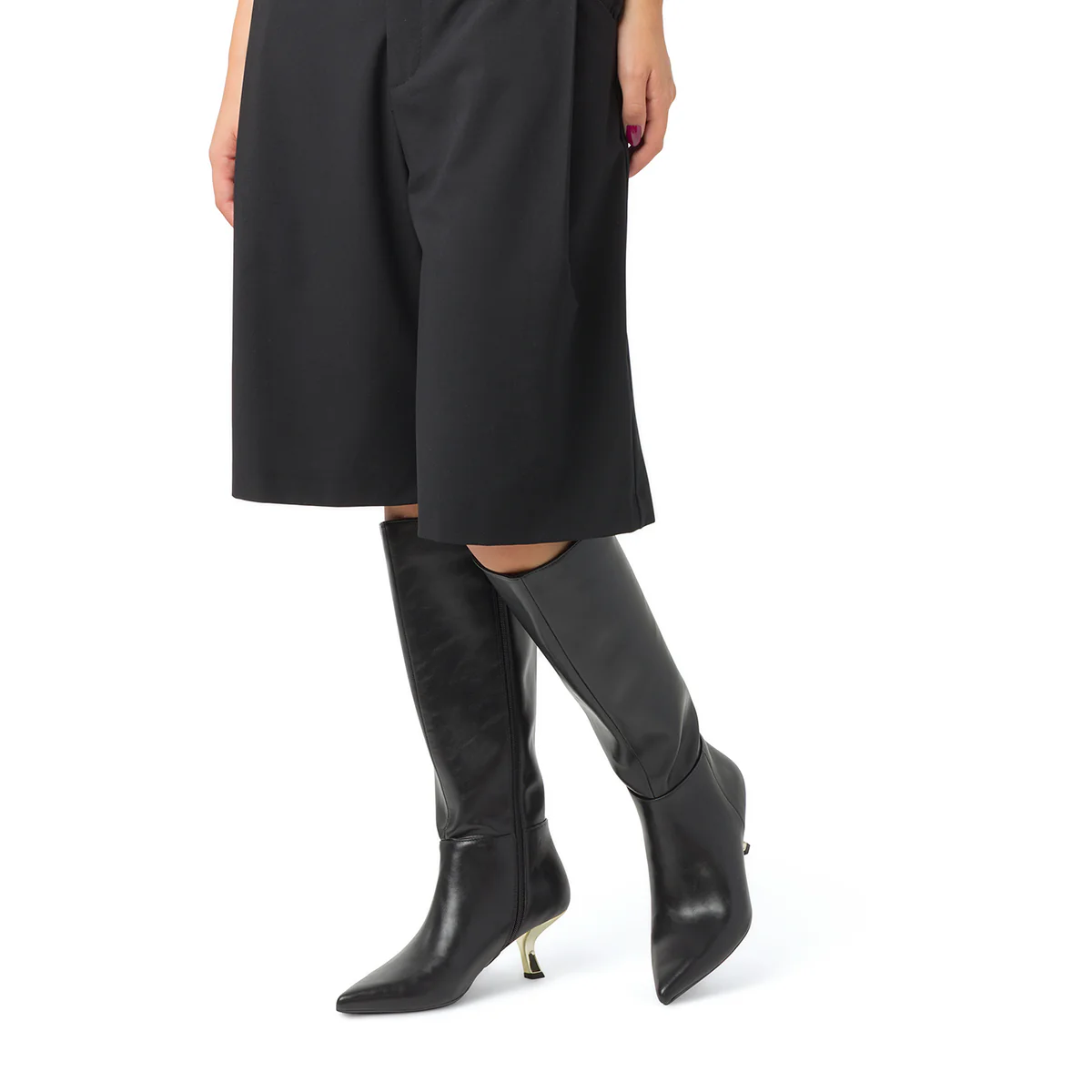Stivali alti neri da Donna con tacco bianco 7 cm Lora Ferres
