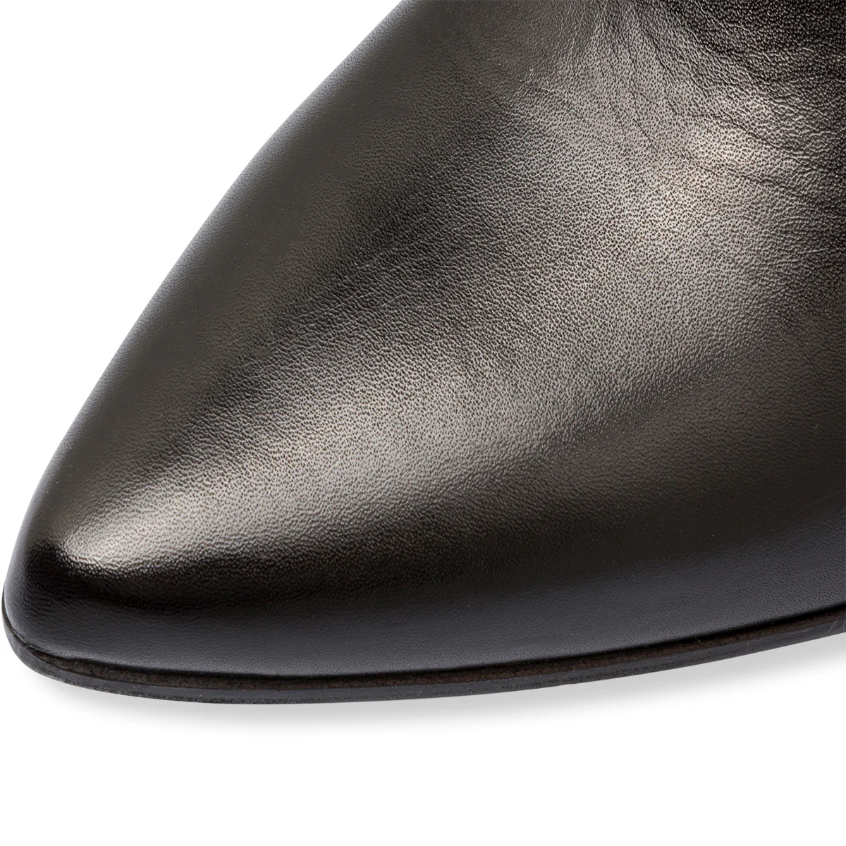 Stivali alti neri in pelle da donna con tacco 8 cm e cinturino P Essentials - Image 9