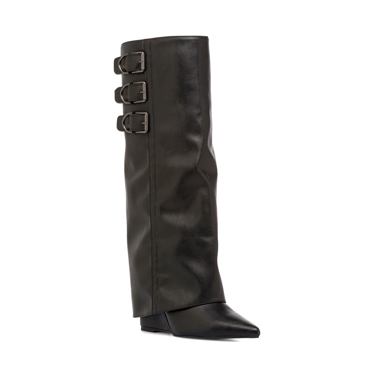 Stivali alti neri modello slouchy con tre fibbie Lora Ferres - Image 2