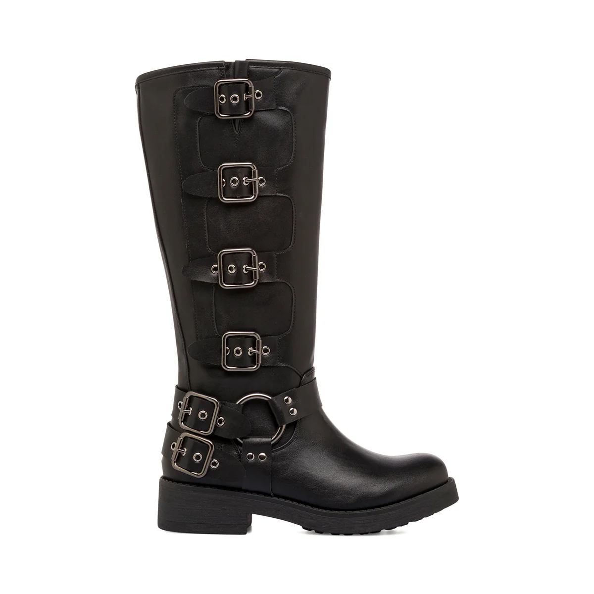Stivali biker da donna neri con fibbie e suola chunky Lora Ferres