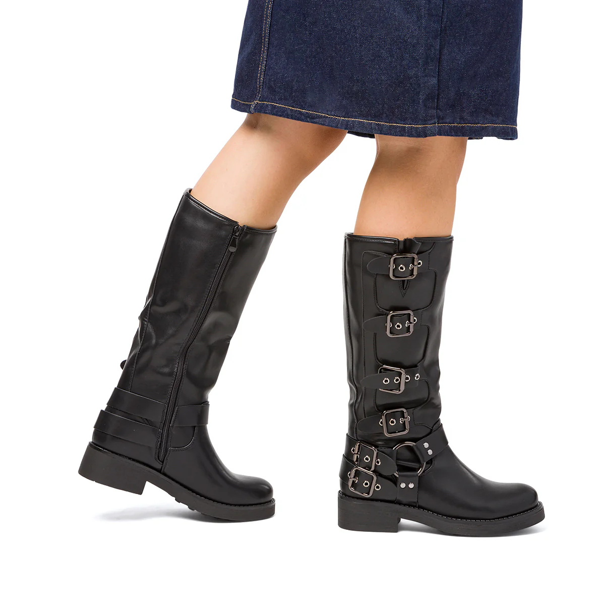 Stivali biker da donna neri con fibbie Lora Ferres - Image 3