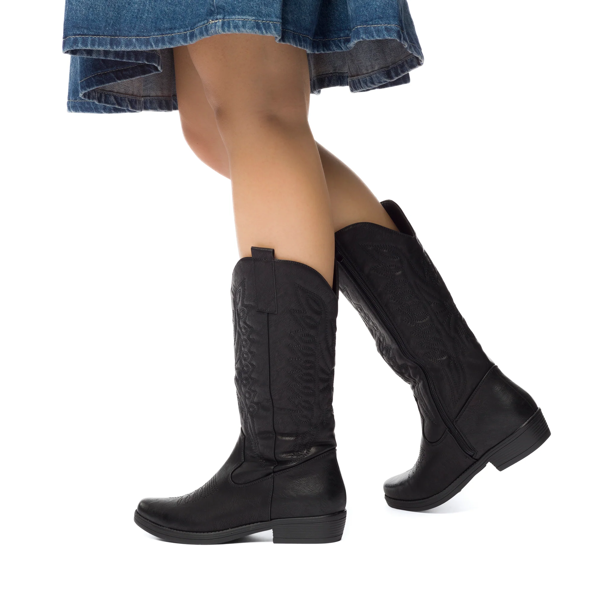 Stivali camperos texani neri da donna con zip Dame Rose - Image 2