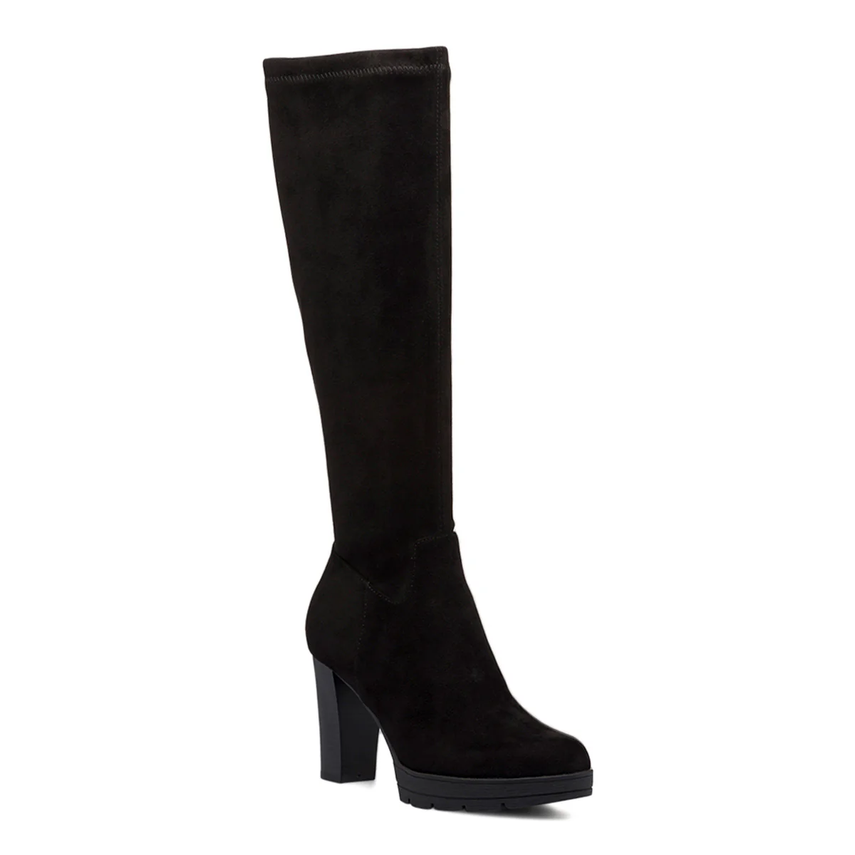 Stivali alti comfort in microfibra neri da donna con tacco 9 cm e zip P Soft - Image 2