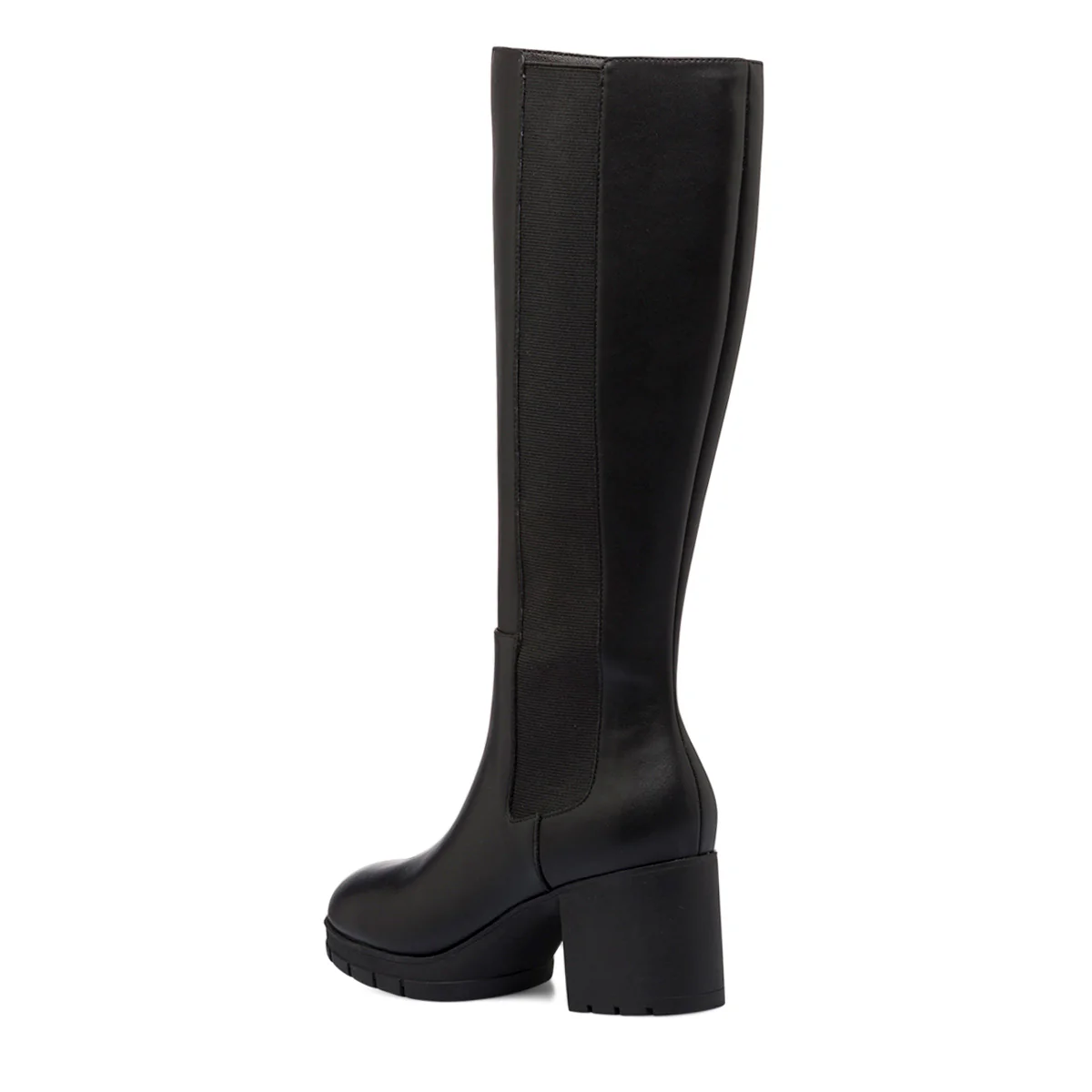 Stivali alti comfort neri da donna con tacco 7 cm ed elastico laterale P Soft - Image 3