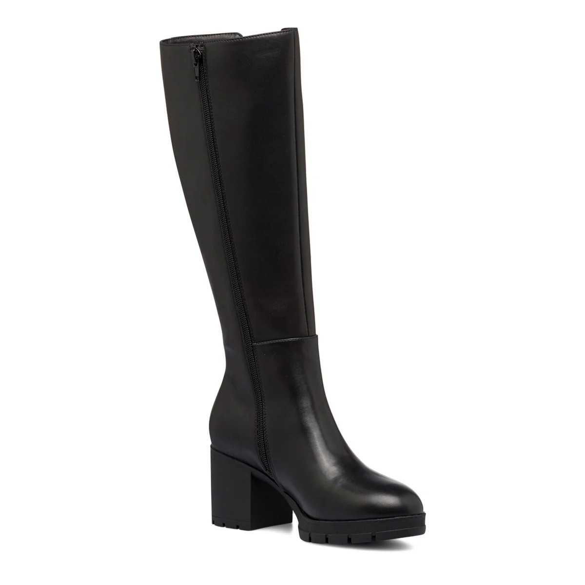 Stivali alti comfort neri da donna con tacco 7 cm ed elastico laterale P Soft - Image 5