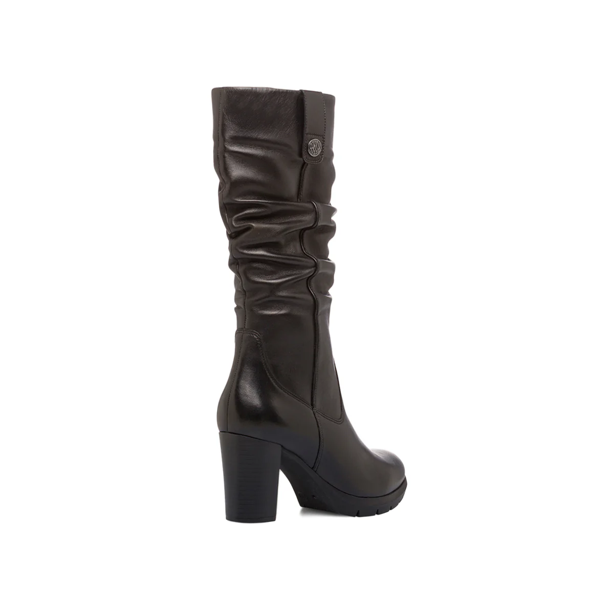 Stivali da donna neri con gambale arricciato e tacco 7,5 cm Primopiano - Image 3