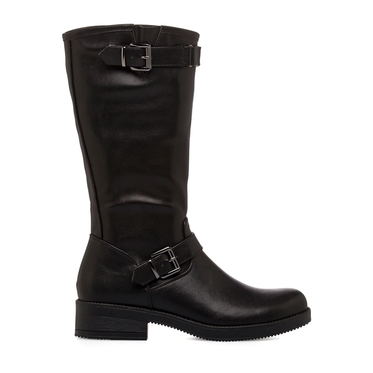 Stivali da donna neri stile biker con fibbie e zip Lora Ferres