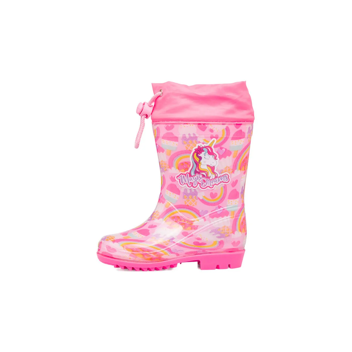 Stivali di gomma rosa da bambina con stampa Unicorno