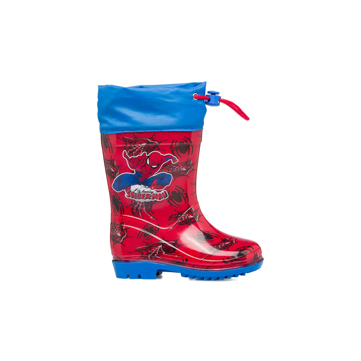Stivali di gomma rossi e blu da bambino con logo Spiderman