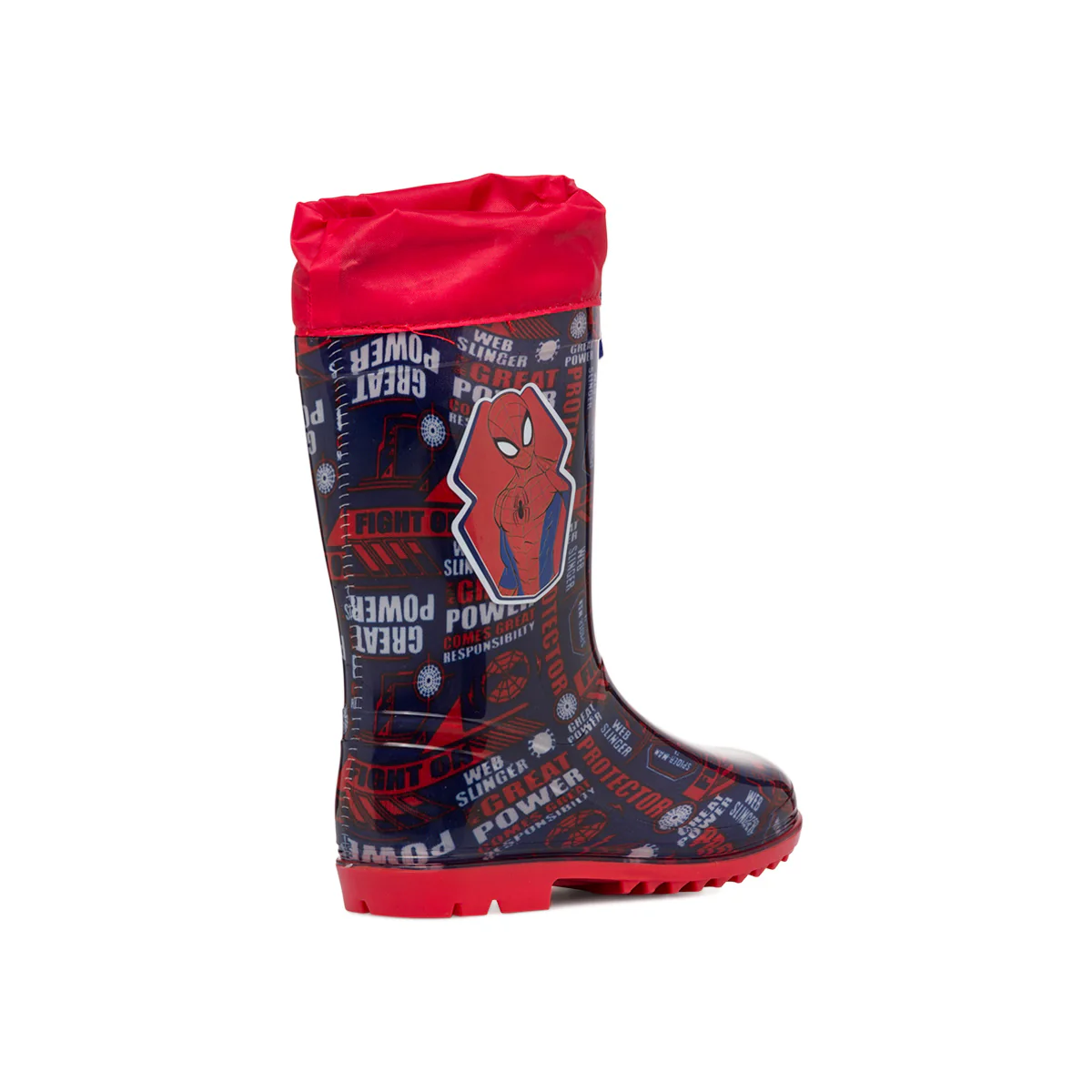 Stivali di gomma rossi e blu da bambino con stampa Spiderman - Image 3