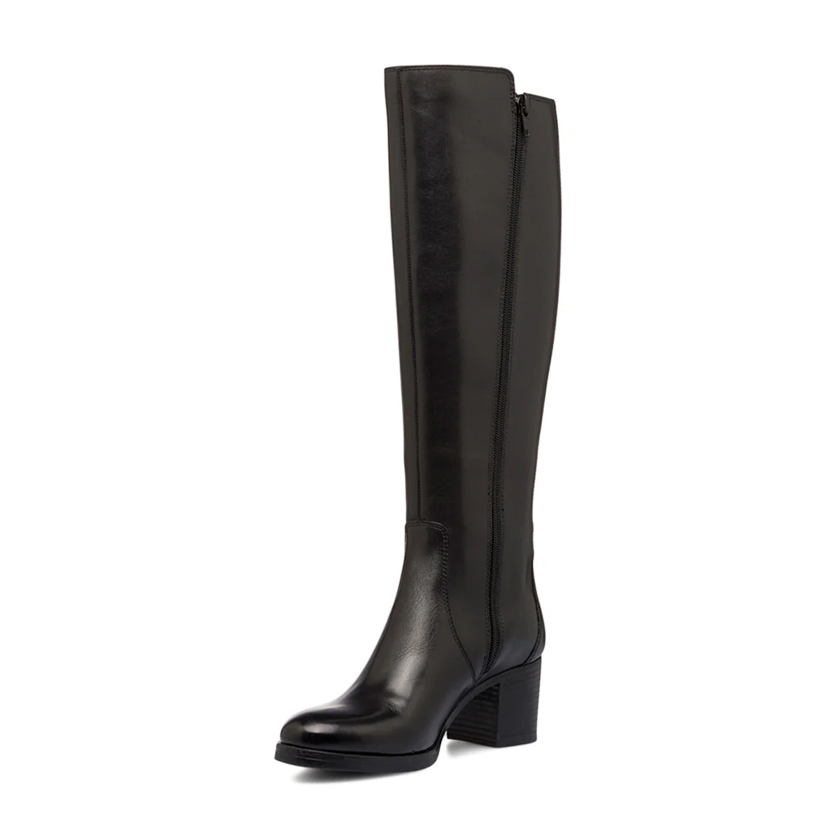 Stivali in pelle neri da donna con tacco 6 cm e zip Primopiano - Image 5