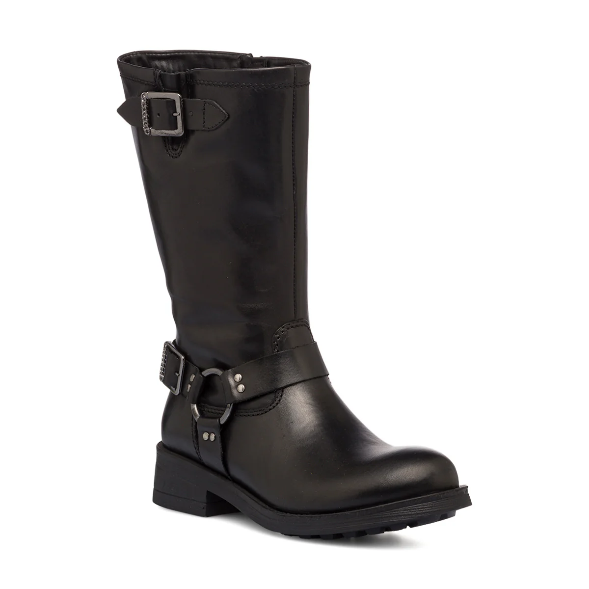 Stivali in pelle neri da donna con zip e morsetto Primopiano - Image 2