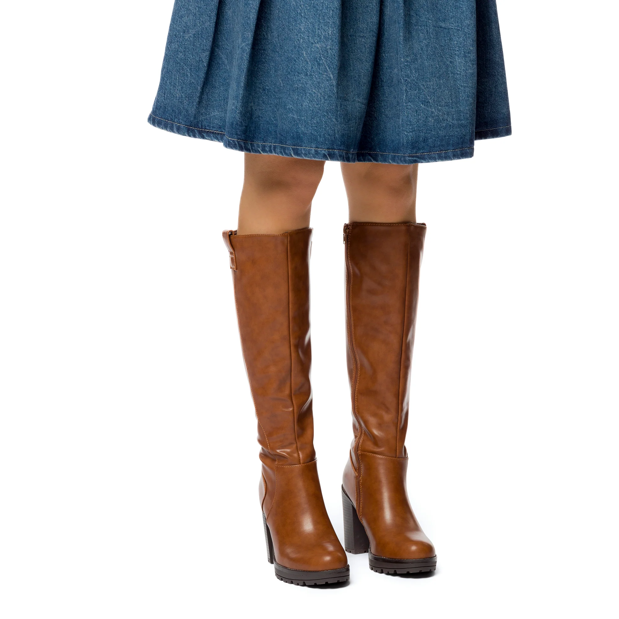 Stivali marrone da donna con tacco 10 cm e suola carrarmato Swish Jeans - Image 2