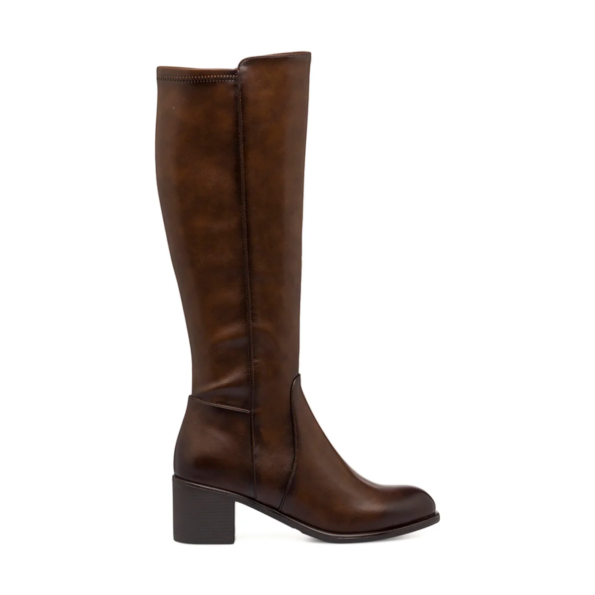 Stivali marroni da donna con tacco 6 cm e zip Piazza di Spagna
