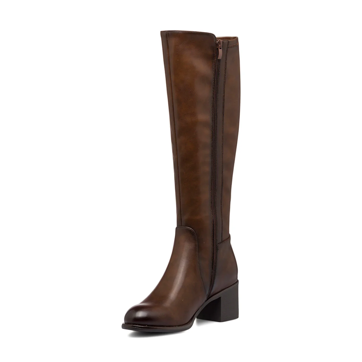 Stivali marroni da donna con tacco 6 cm e zip Piazza di Spagna - Image 5
