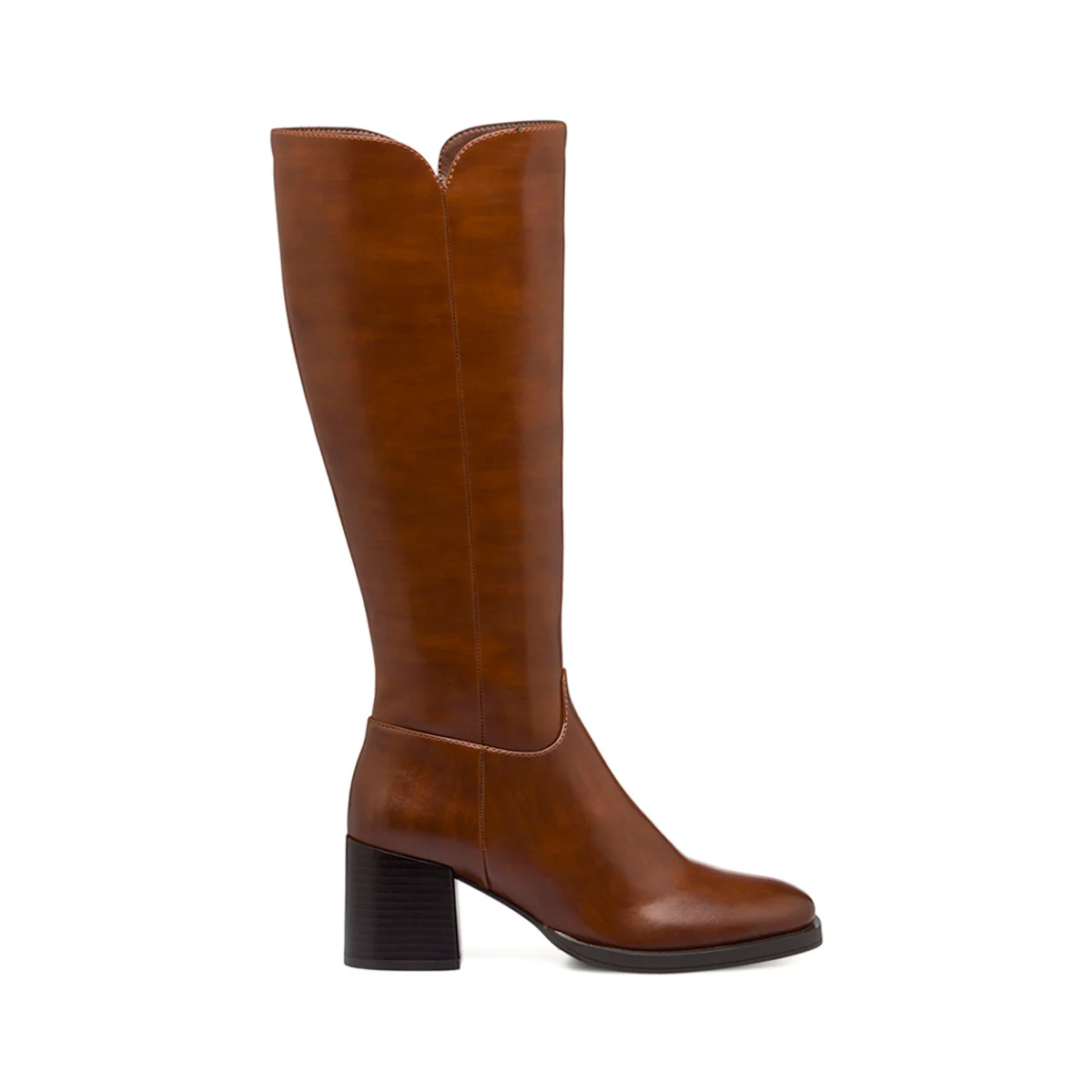 Stivali marroni da donna con tacco 7 cm e zip Lora Ferres