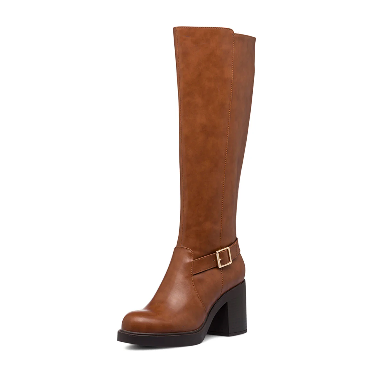 Stivali marroni da donna con tacco 8 cm e cinturino Swish Jeans - Image 2