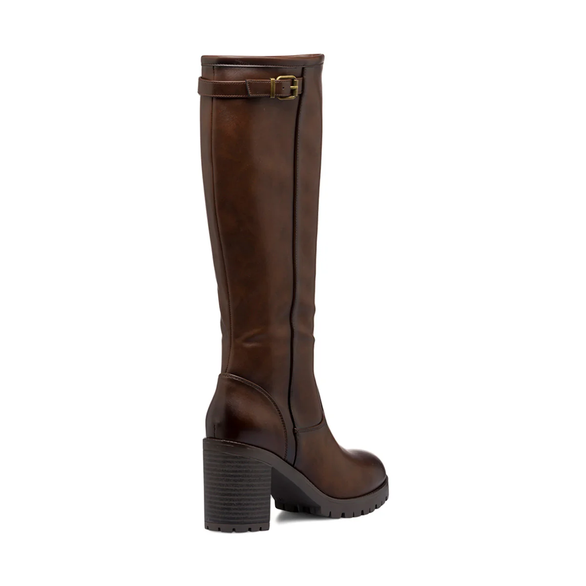 Stivali alti marroni da donna con tacco 9 cm e cinturino Lora Ferres - Image 6
