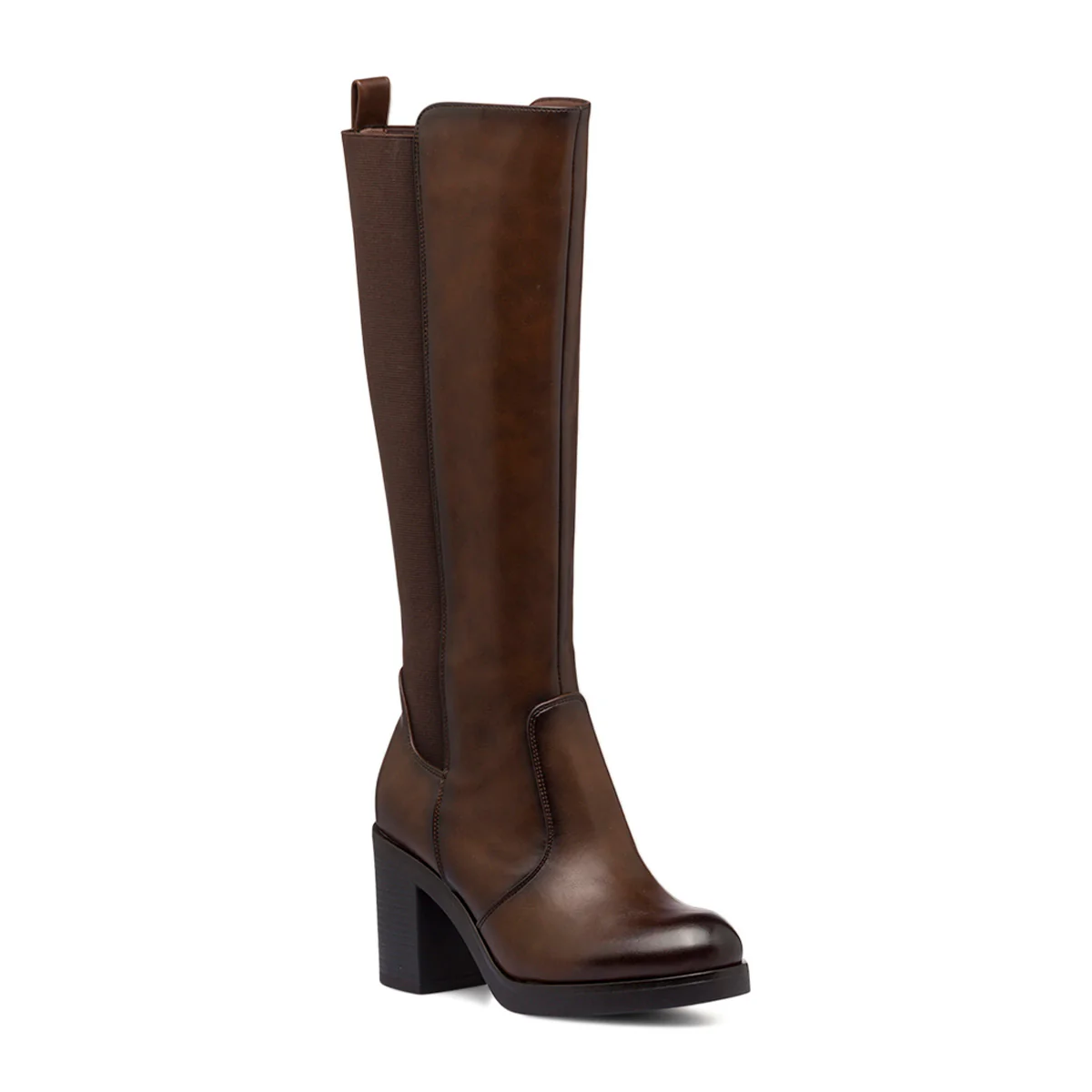 Stivali alti marroni da donna con tacco 9 cm e zip Lora Ferres - Image 2