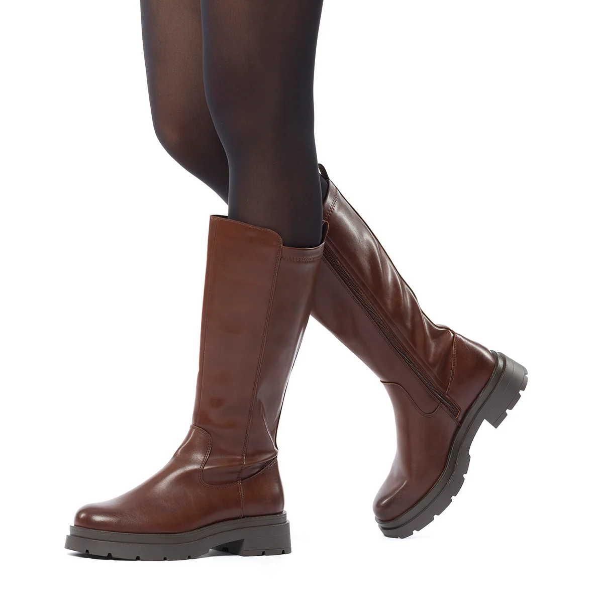 Stivali marroni da donna con zip laterale e suola chunky Lora Ferres