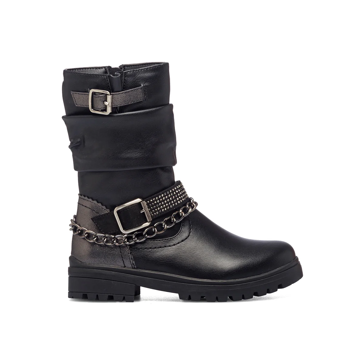 Stivali neri con catenina e strass 10 Baci