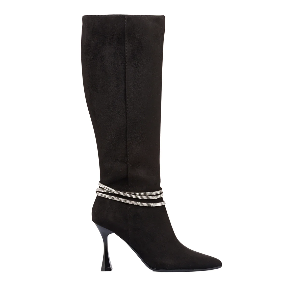 Stivali neri da donna con cinturini con strass e tacco a rocchetto 10 cm Lora Ferres - Image 4