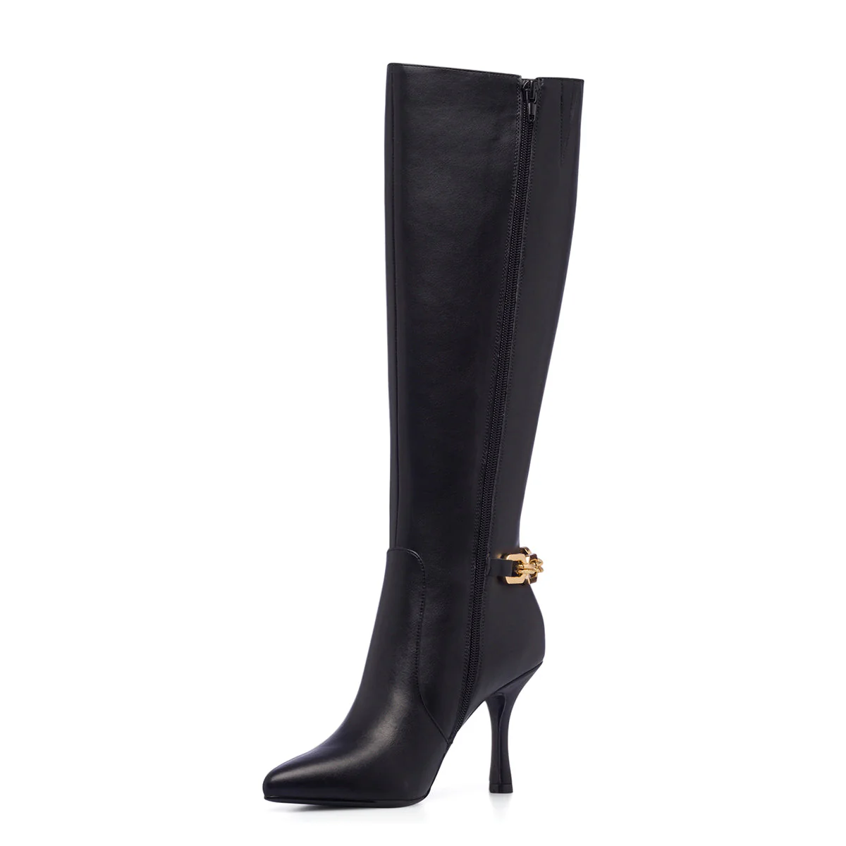 Stivali neri da donna con maxi-catena e tacco a stiletto 9 cm Lora Ferres - Image 5