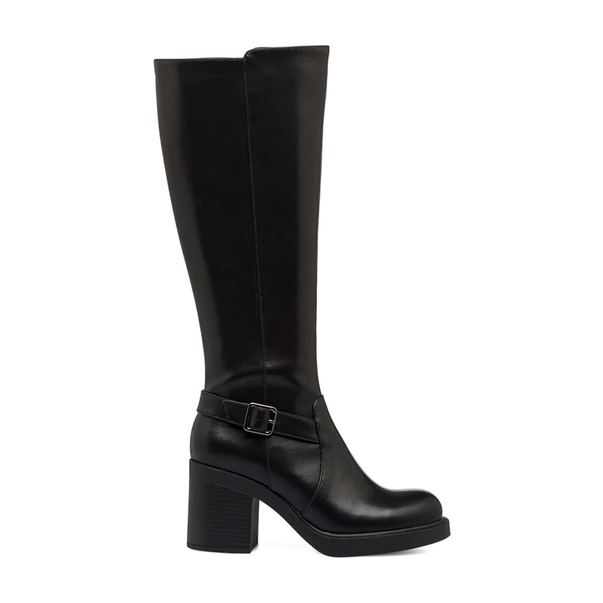 Stivali alti neri da donna con tacco 8 cm e cinturino Swish Jeans