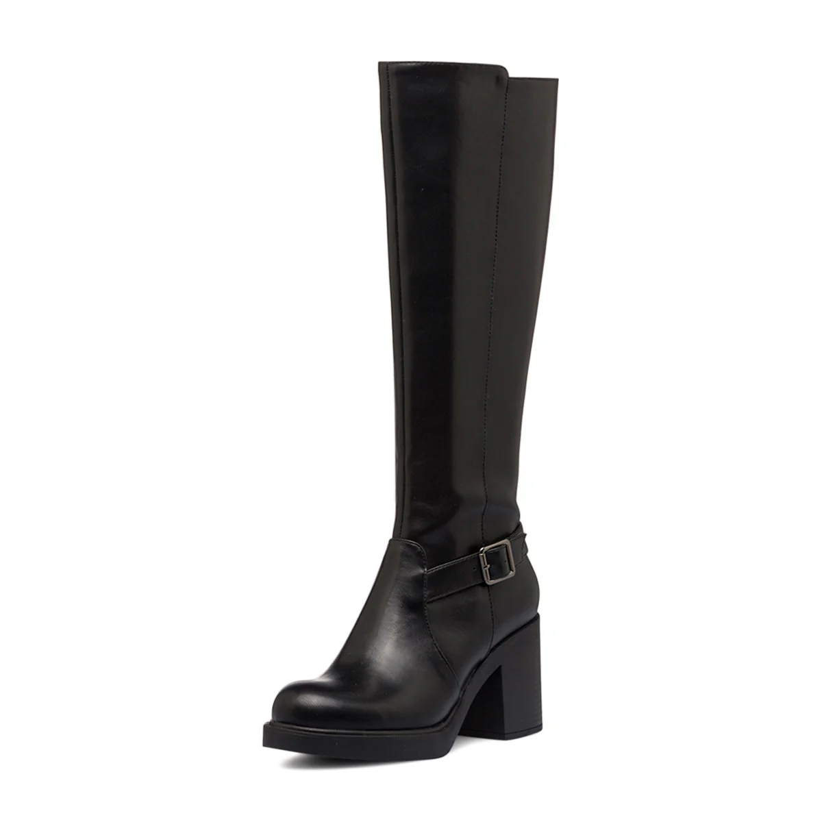 Stivali alti neri da donna con tacco 8 cm e cinturino Swish Jeans - Image 2
