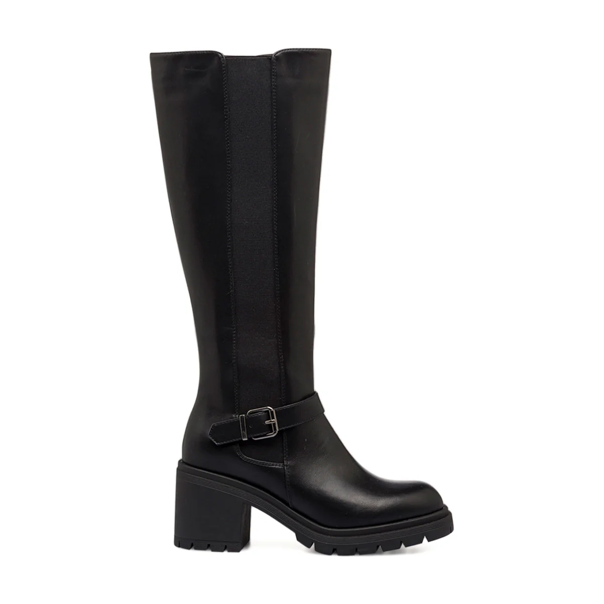 Stivali neri da donna con tacco 8 cm e cinturino Swish Jeans