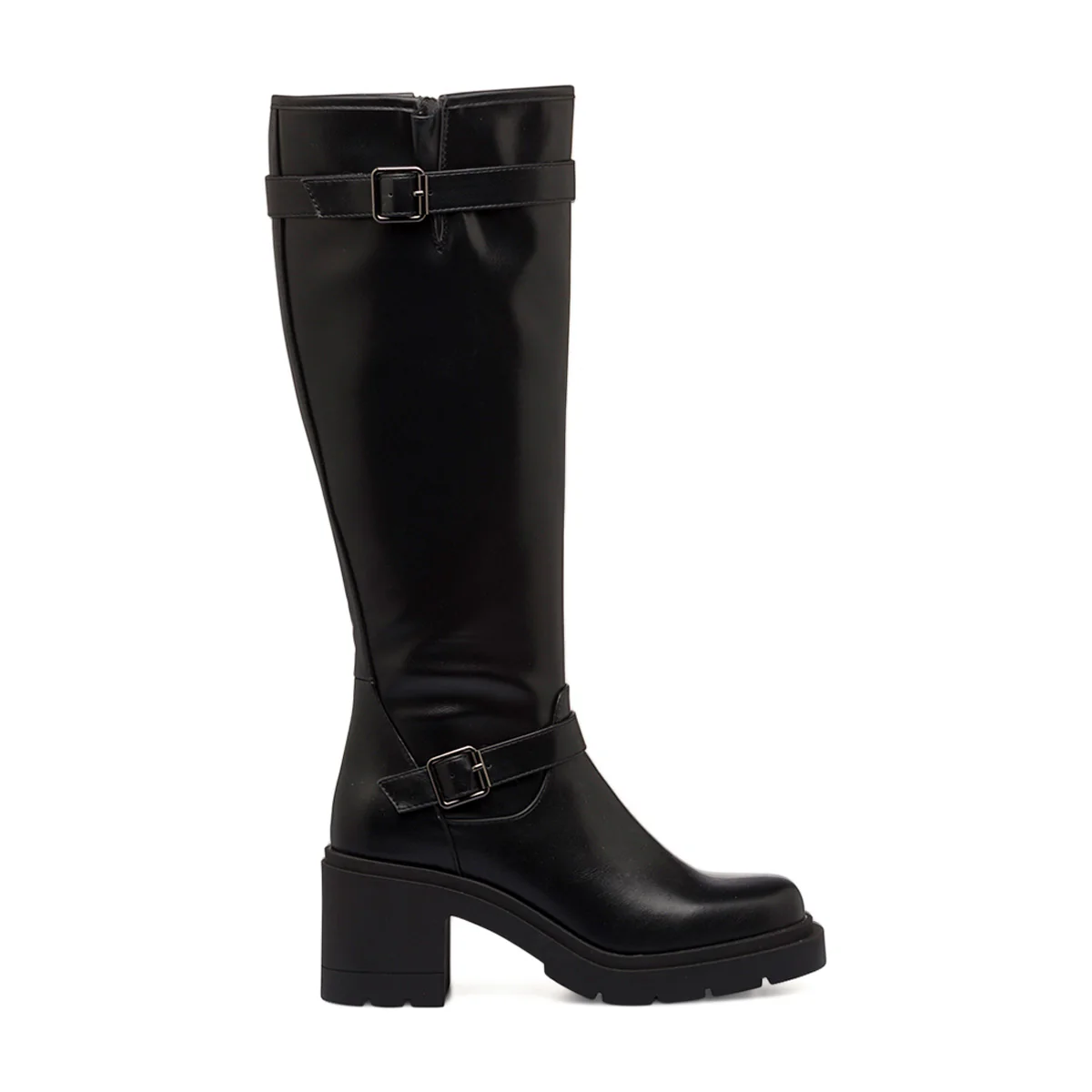 Stivali neri da donna con tacco 8 cm e doppio cinturino Swish Jeans