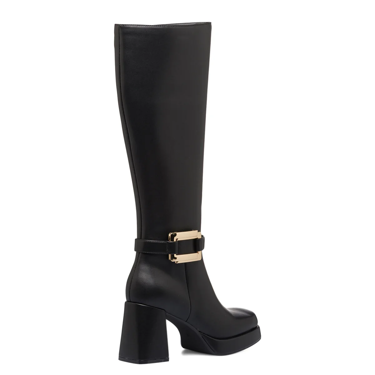 Stivali neri da donna con tacco a blocco 9 cm e maxi fibbia Lora Ferres - Image 6