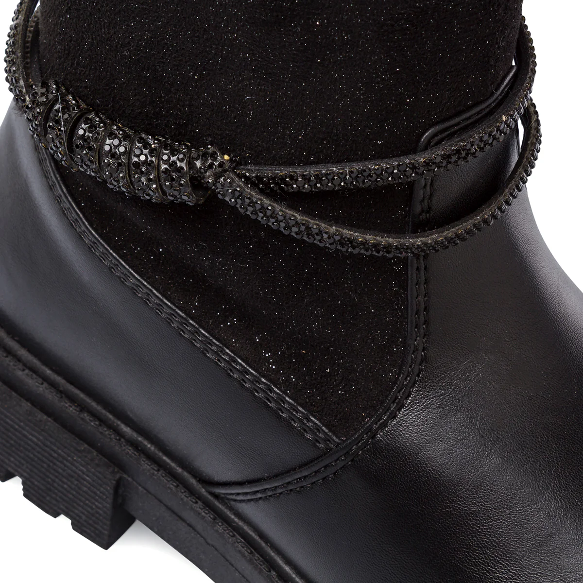 Stivali neri da ragazza Swish Jeans con gambale glitter - Image 2