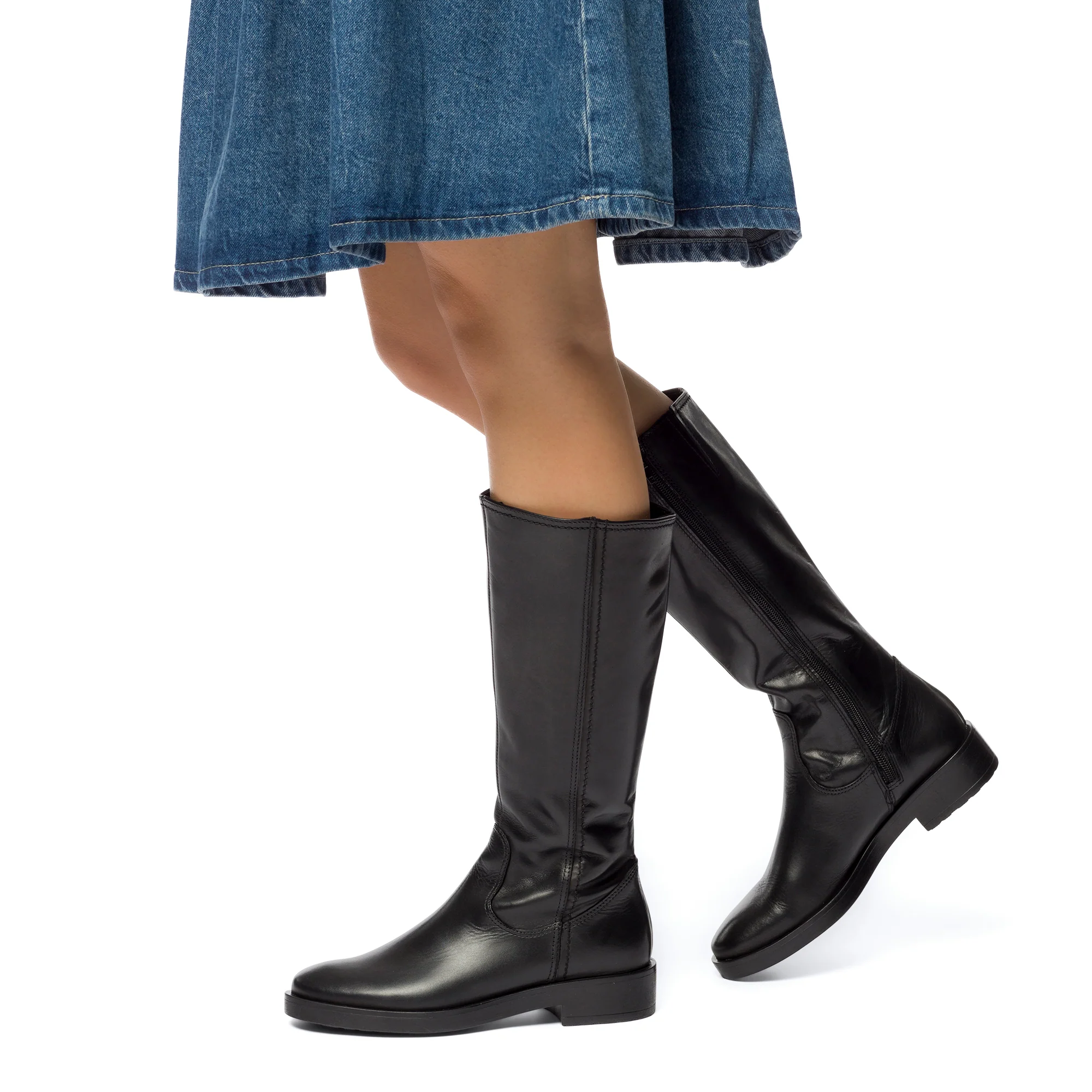 Stivali neri in pelle da donna con zip sul lato Primopiano - Image 2