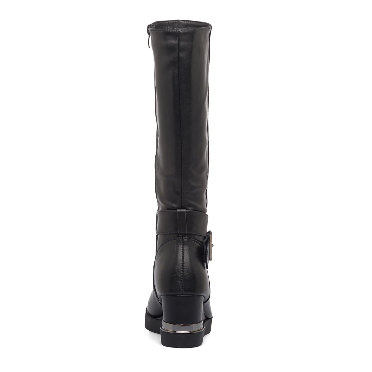 Stivali neri scamosciati da donna con cinturino e tacco interno 8 cm Lora Ferres - Image 4