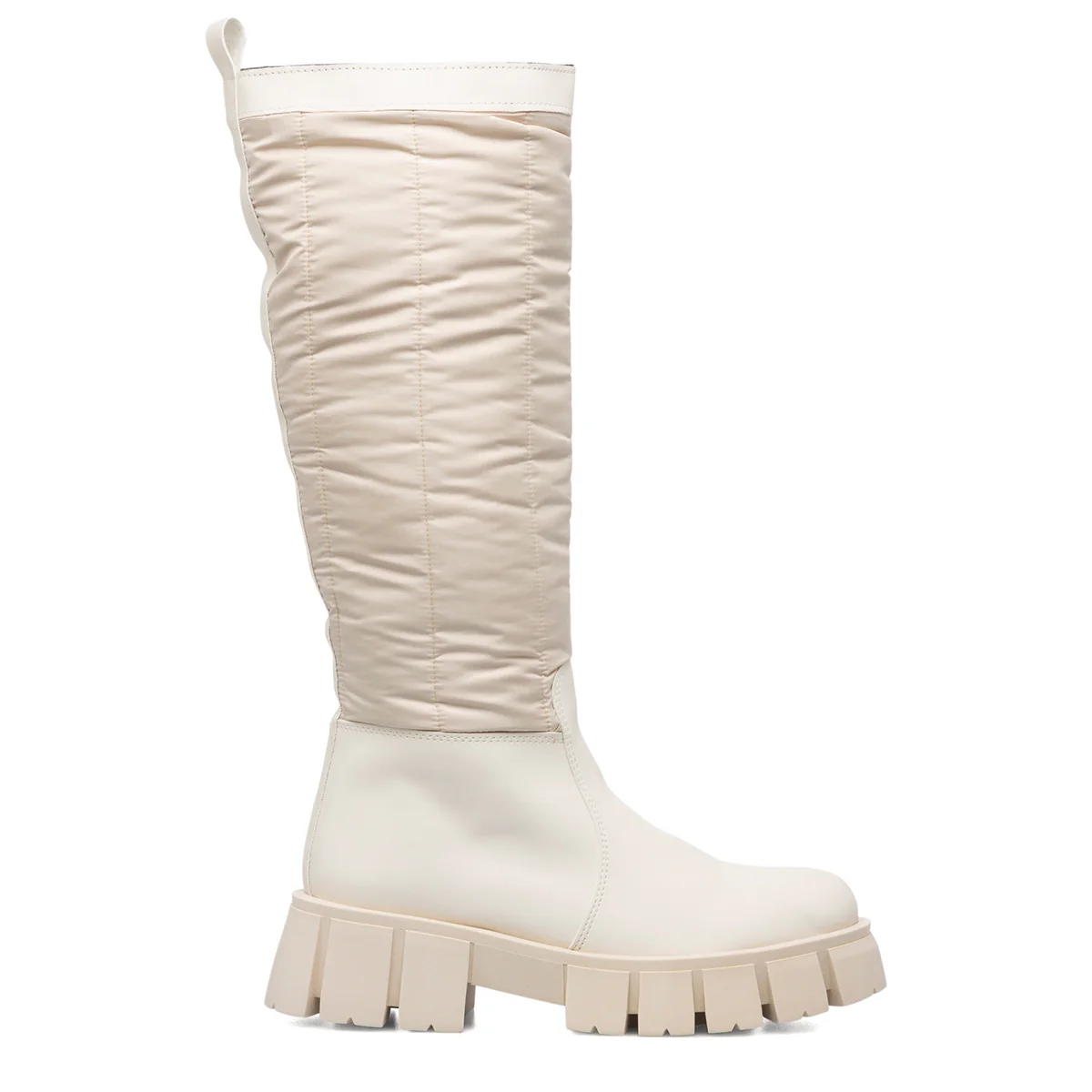 Stivali piumino off-white con suola Combat Swish Jeans