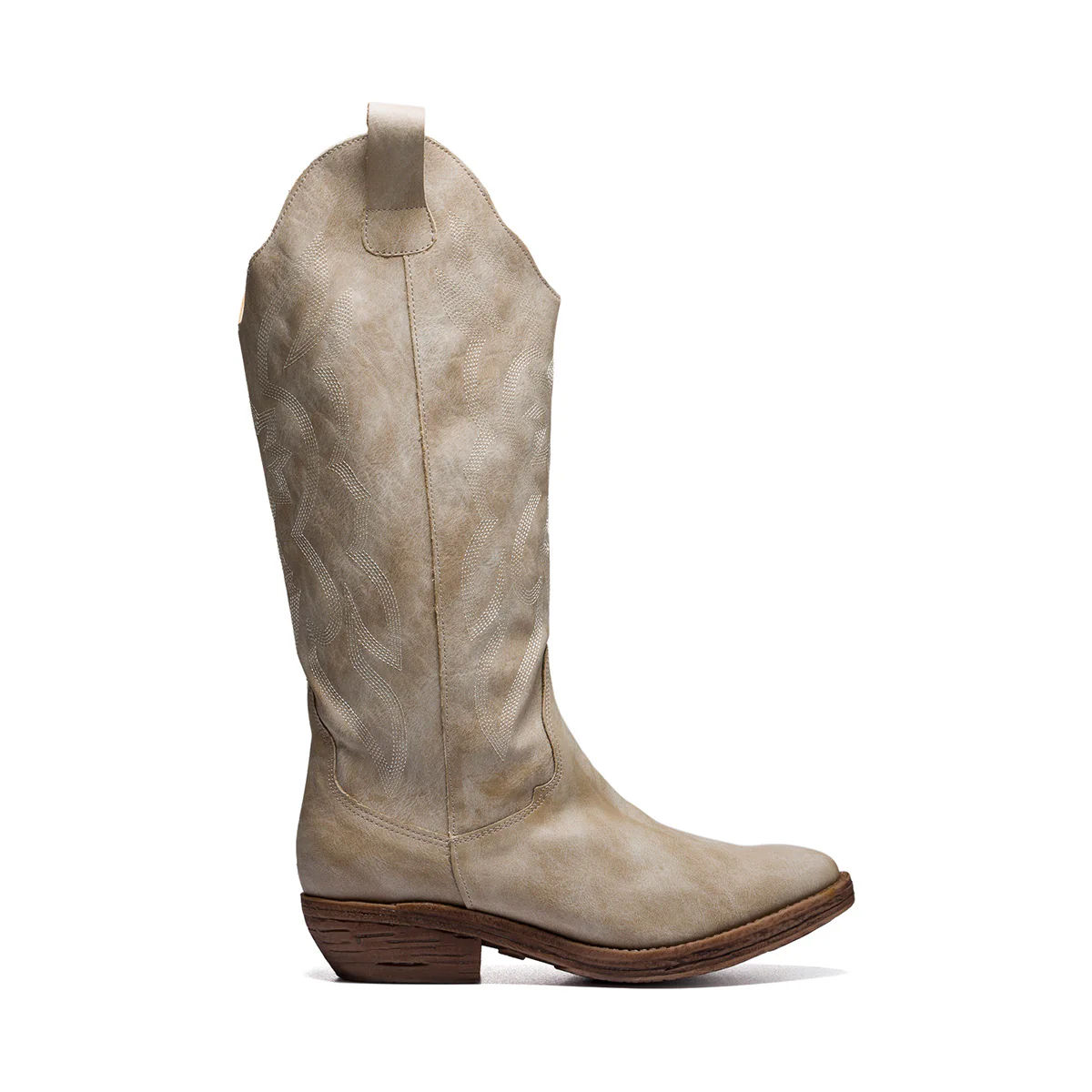 Stivali texani beige in similpelle scamosciata Primopiano