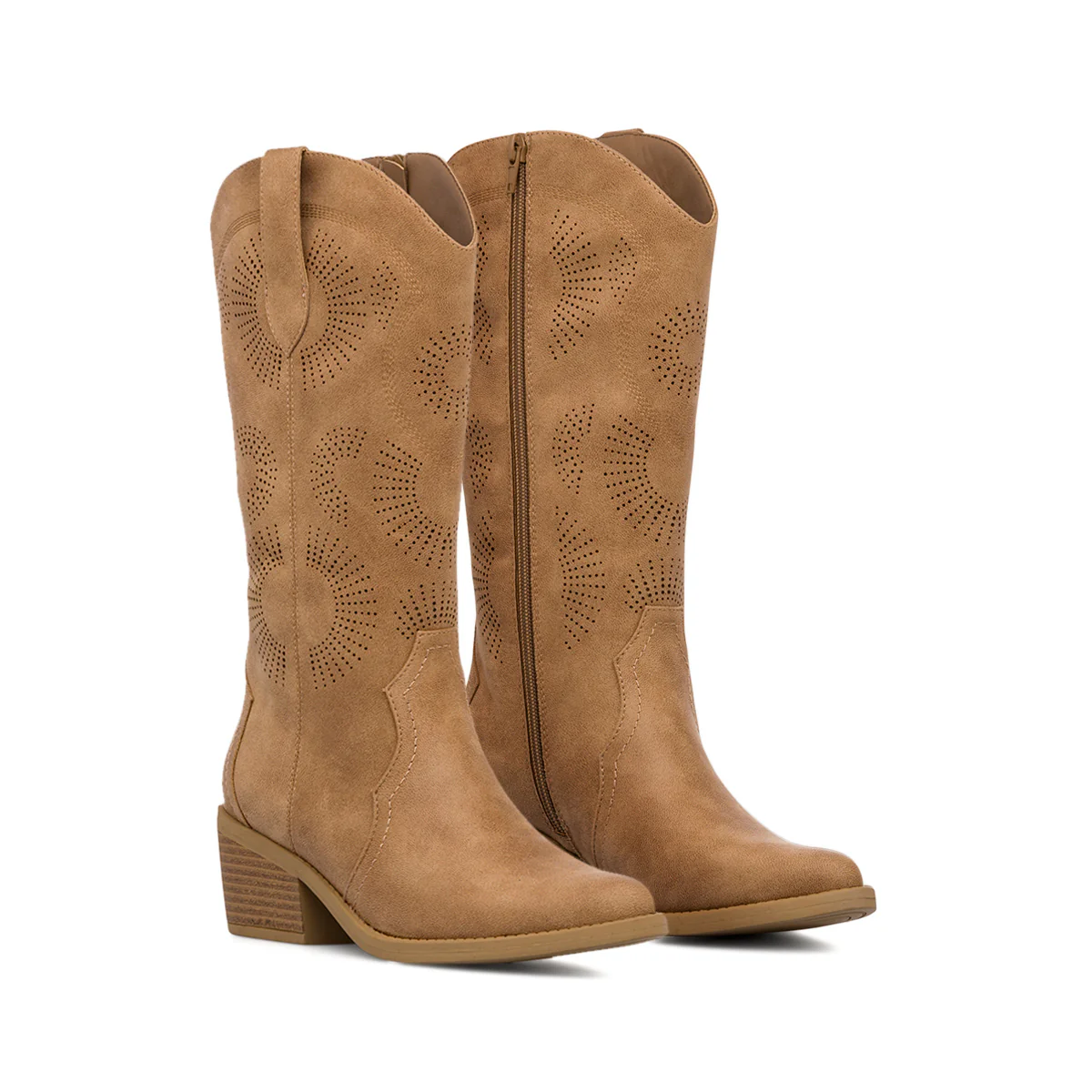 Stivali texani Camperos Beige da Donna con dettagli traforati Swish Jeans - Image 5