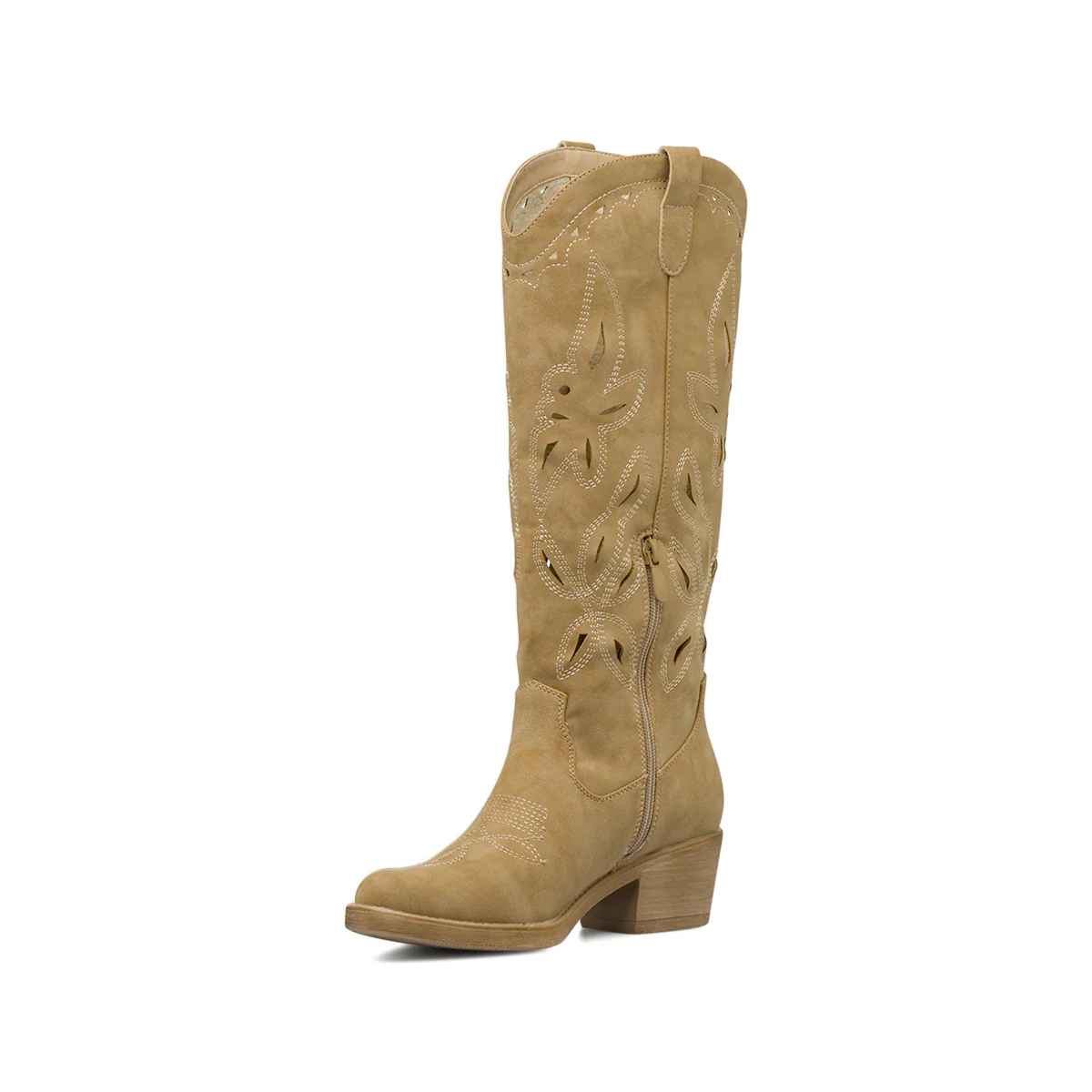 Stivali texani camperos da donna con trafori e zip Lora Ferres Kaki - Image 5