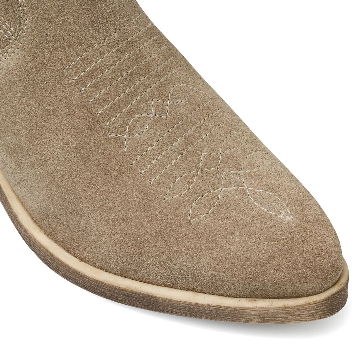 Stivali texani da Donna beige in pelle effetto scamosciato Primopiano - Image 6