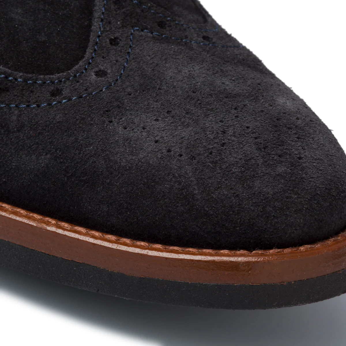 Stringate blu in pelle scamosciata con dettagli brogue Primopiano - Image 5