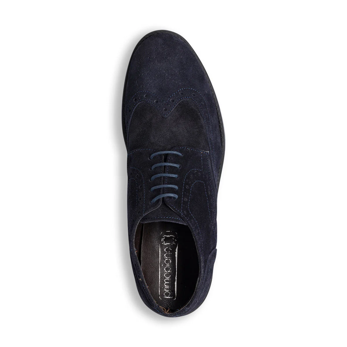 Stringate casual blu in pelle scamosciata da uomo con dettagli brogue Primopiano - Image 7