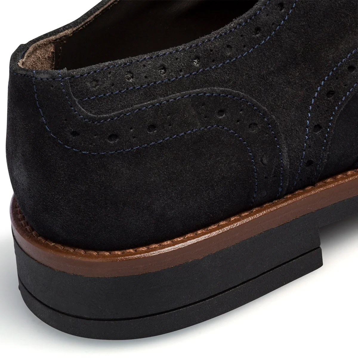 Stringate casual blu in pelle scamosciata da uomo con dettagli brogue Primopiano - Image 8