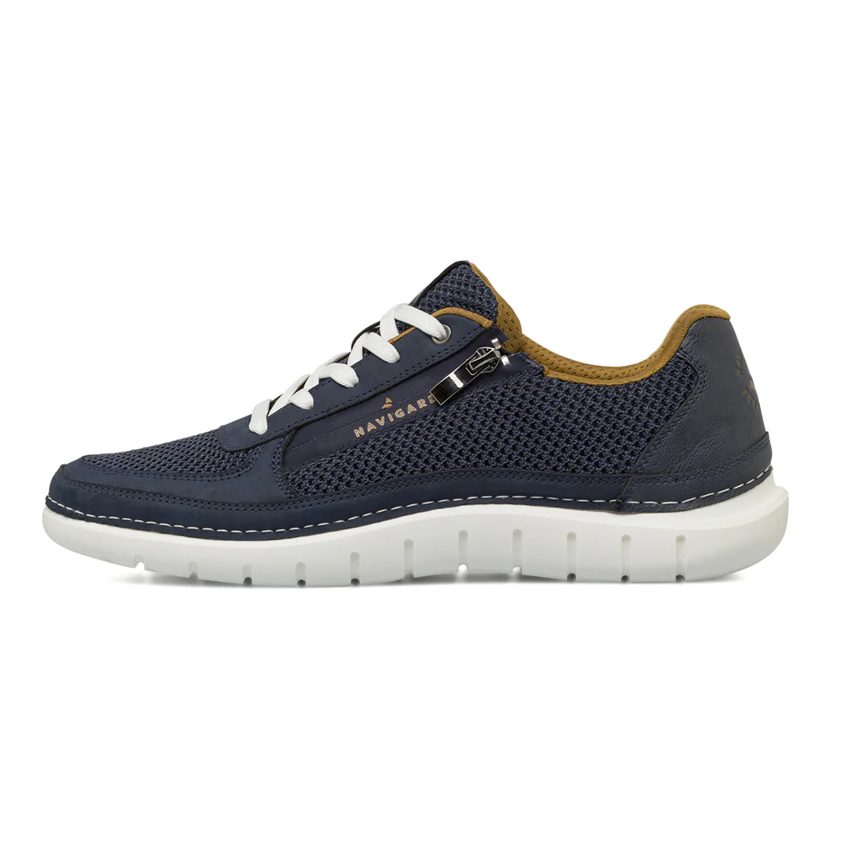 Stringate casual Blu Uomo con inserti in mesh e zip laterale Navigare