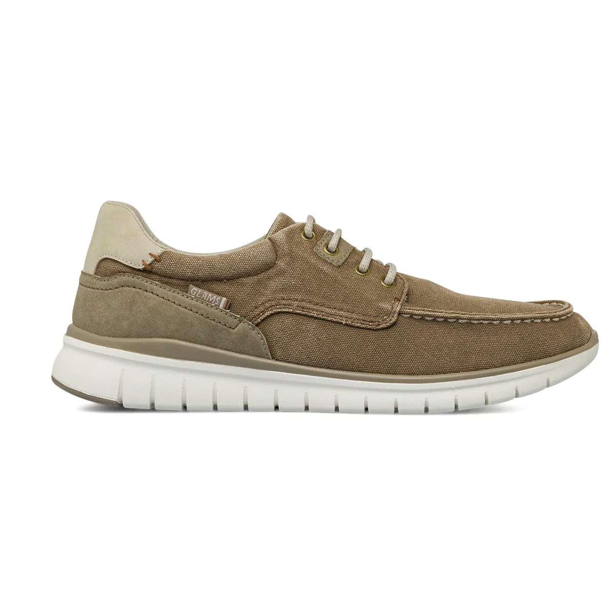 Stringate casual da Uomo beige in tessuto con suola flessibile Glams