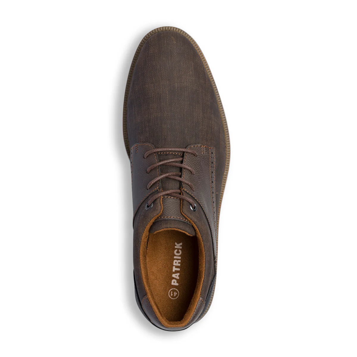 Stringate casual marroni da uomo con dettagli brogue Patrick - Image 7