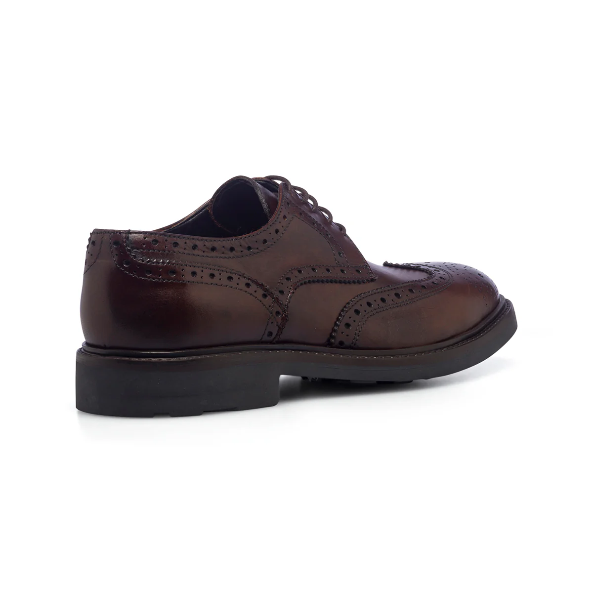 Stringate casual marroni in pelle da uomo con dettagli brogue Primopiano - Image 3